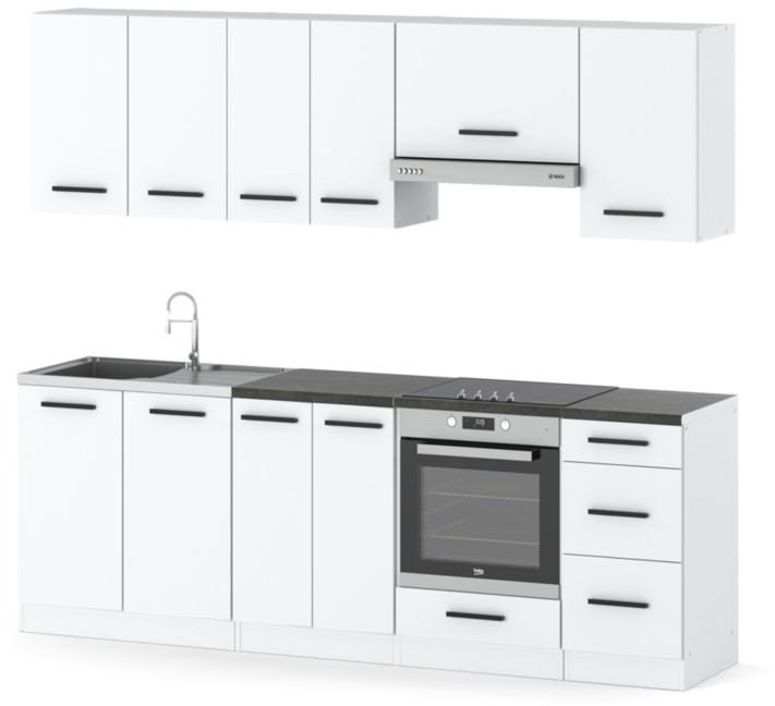 Kuchnia Modułowa Mokka Plus 2.4m Zestaw Z Blatem Pojemna Biała Nowoczesna