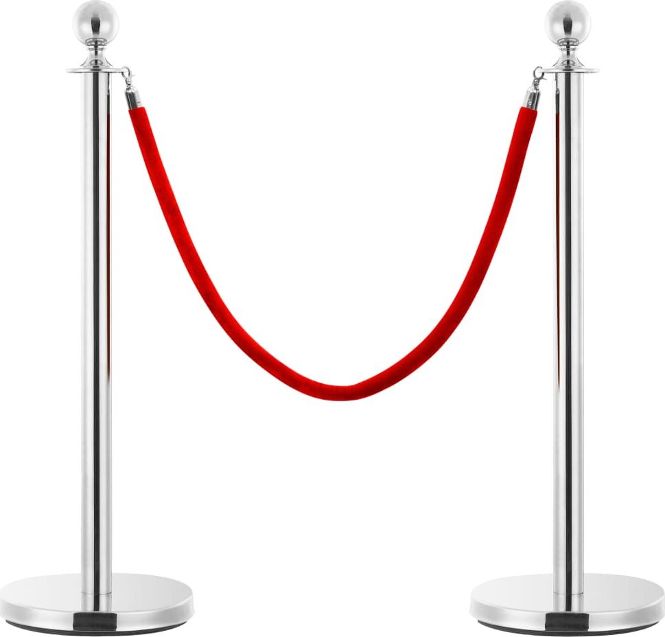 vidaXL Sznur do słupków odgradzających, czerwono-srebrny, aksamitny
