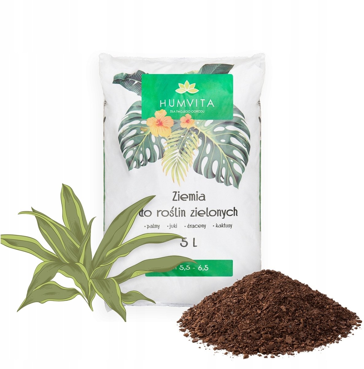 Bimberek Ziemia Ziemia do zielonych roślin domowych 5L do palma juka monstera kaktus