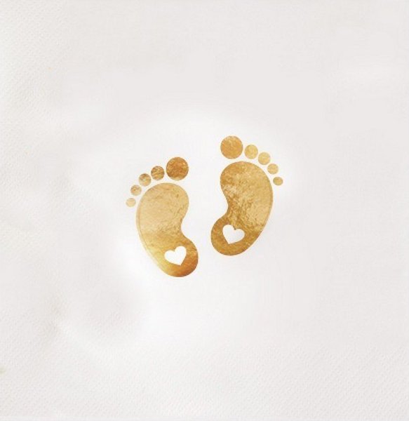 SERWETKI na Chrzest Złote Stópki 33x33cm 20szt