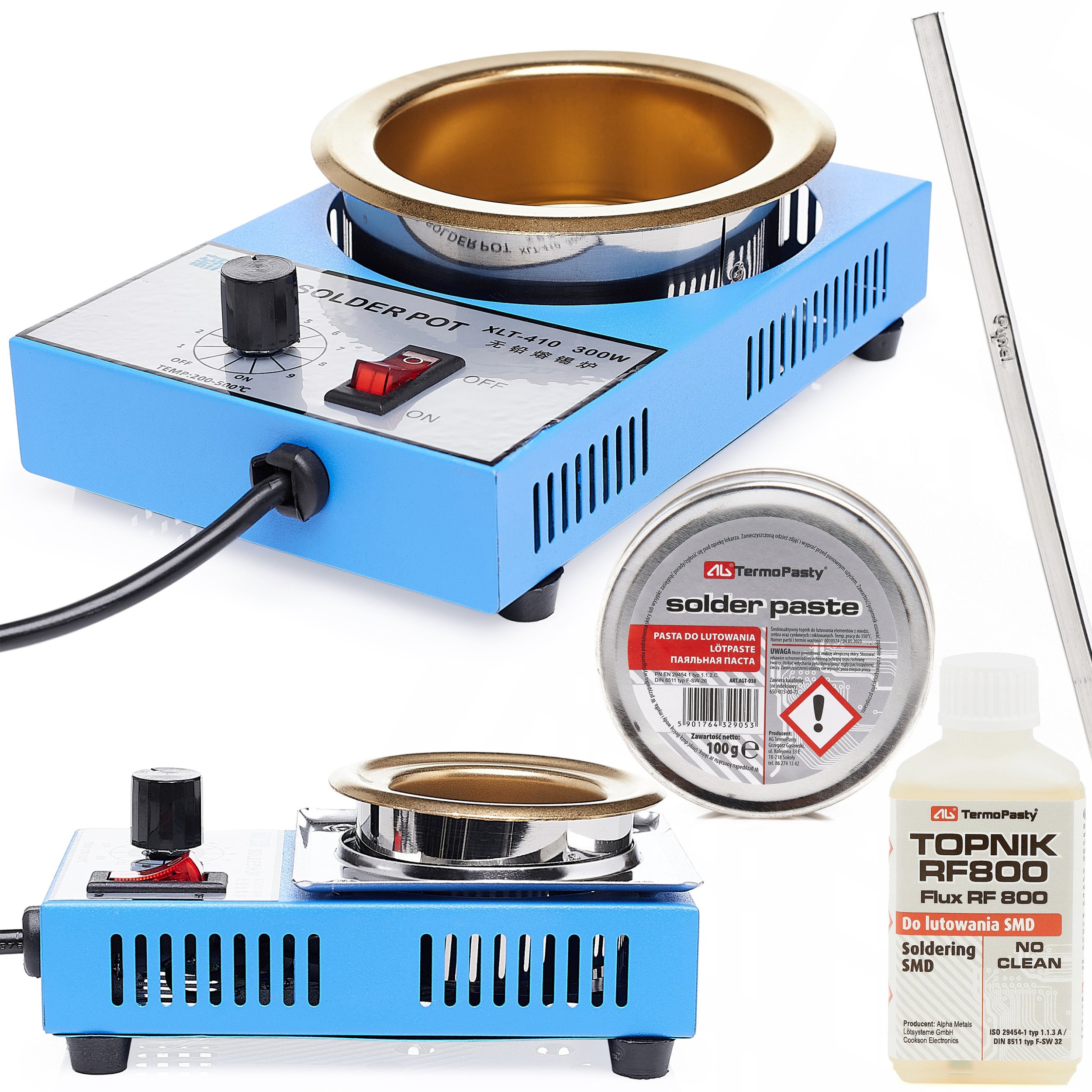 Tygiel Lutowniczy do Topienia do Cynowania 300W + Akcesoria XL Pasta Cyna