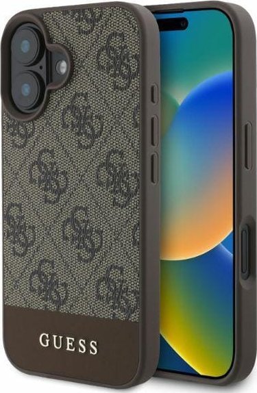 Guess GUHCP16SG4GLBR iPhone 16 6.1" brązowy/brown hardcase 4G Bottom Stripe