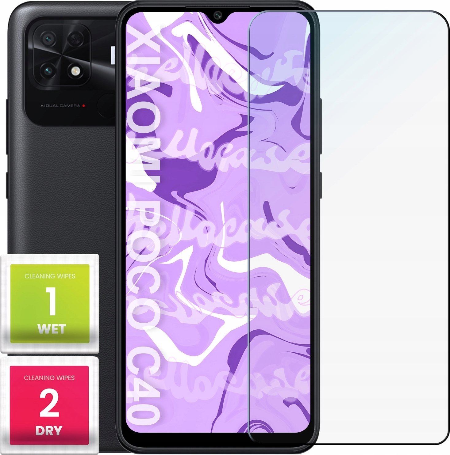 Hello Case Szkło Hartowane do Xiaomi Poco C40 (szybka 9H, płaskie 2.5D, ochronne)