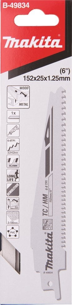 Makita MAKITA BRZESZCZOT DO PIŁ SZABLASTYCH TC/HM 152x1,25mm DREWNO, METAL, PŁ. WIÓROWA
