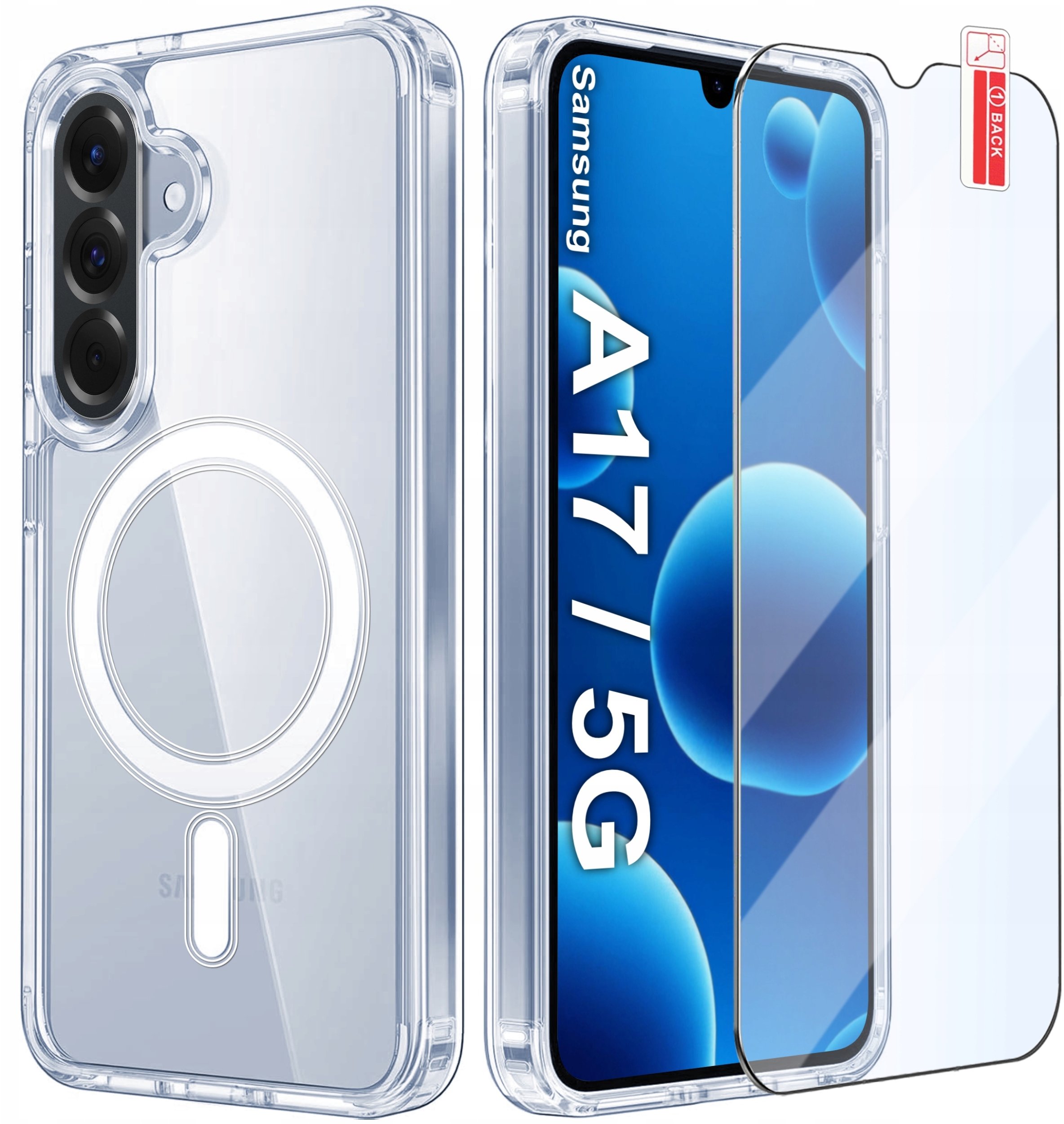 krainaGSM Etui Magnetyczne Przezroczysty do Samsung A17 5G |do MAGSAFE CASE | + Szkło