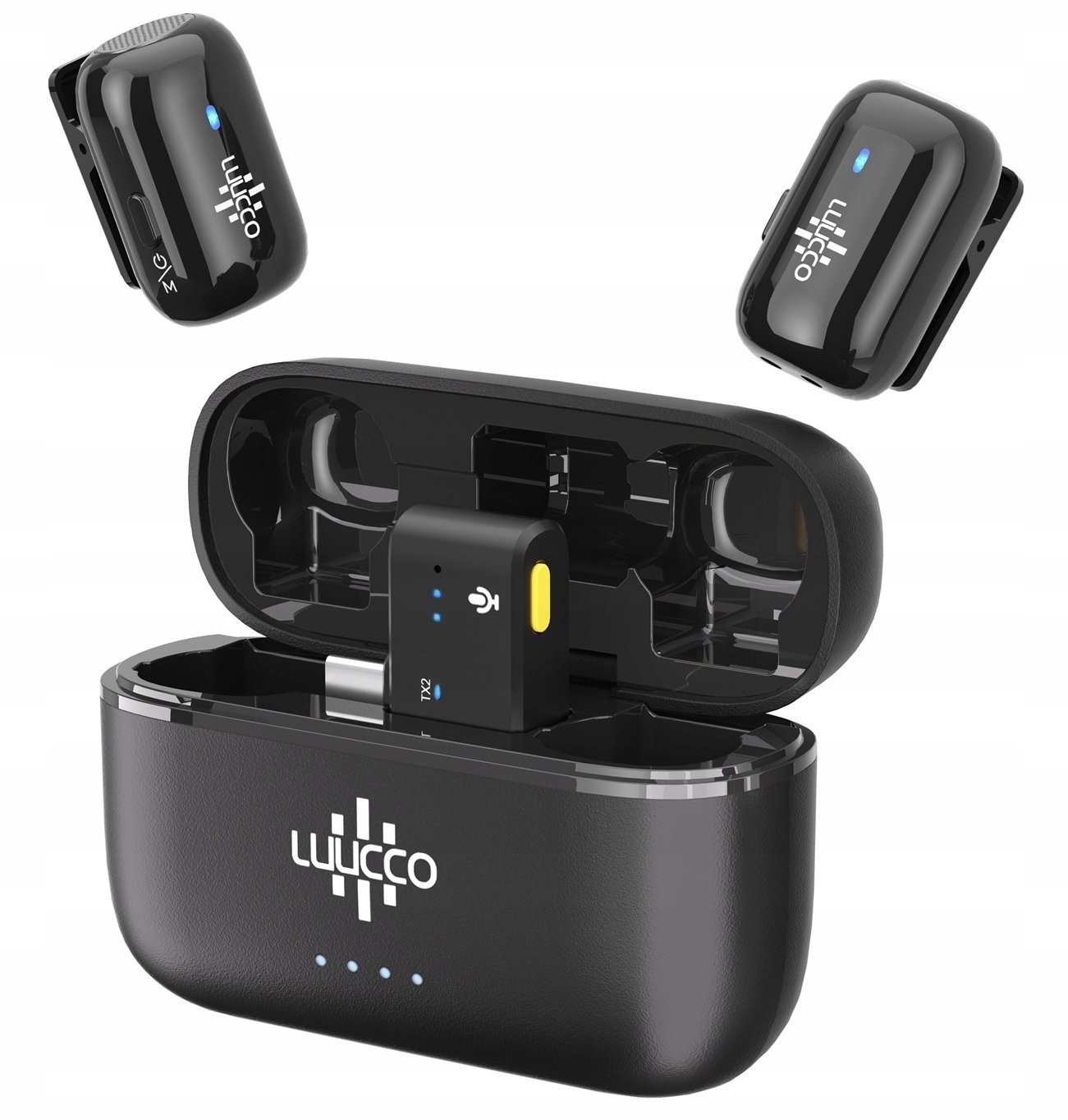 2x Mini Bezprzewodowy Mikrofon Krawatowy 100m Do Telefonu Usb Type-c Usb-c / Minipods K2 / Czarny