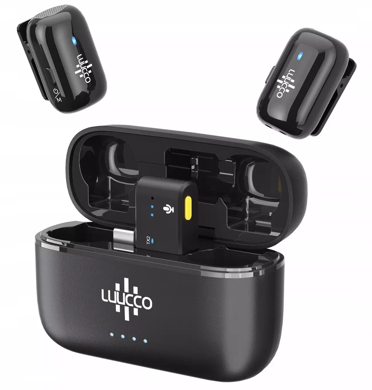 2x Mini Bezprzewodowy Mikrofon Krawatowy 100m Do Telefonu Usb Type-c Usb-c / Minipods K2 / Czarny