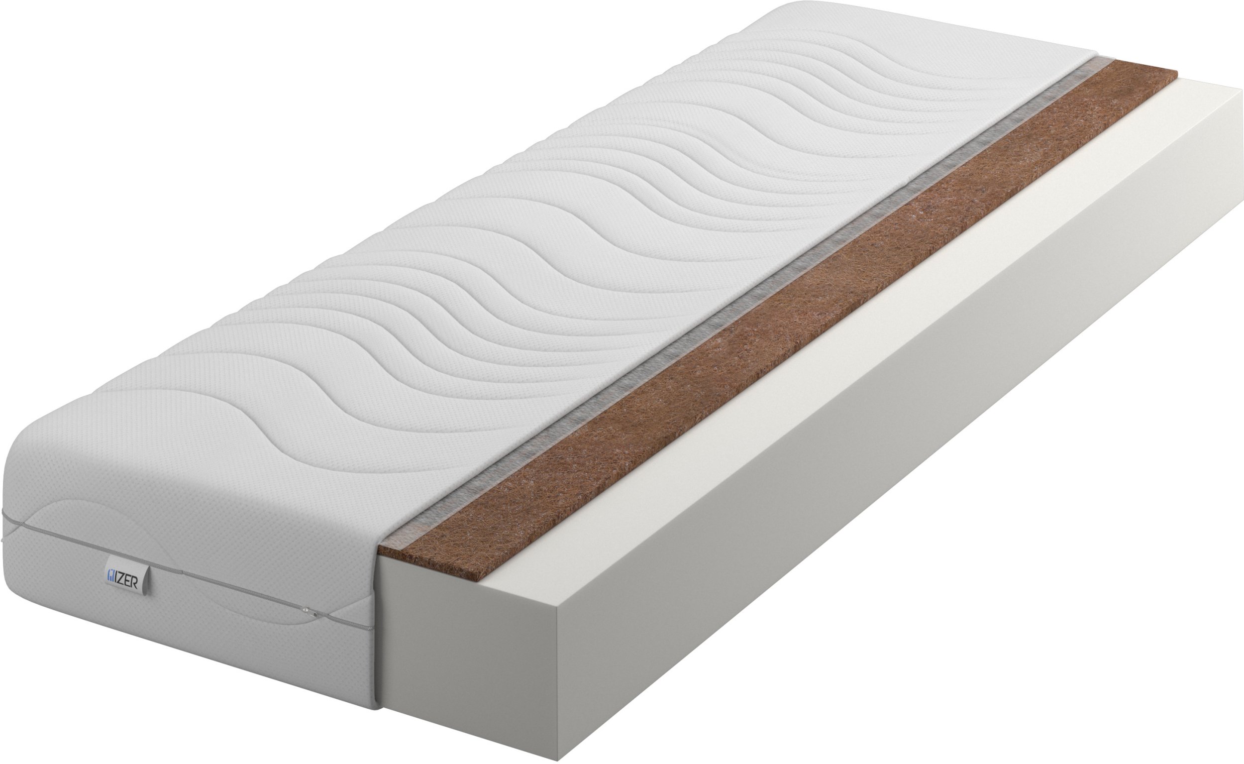 Materac piankowy Comfort + Kokos 160x200 16cm | Mata Kokosowa | Dwustronny H3/H4 | Pikowany pokrowiec |