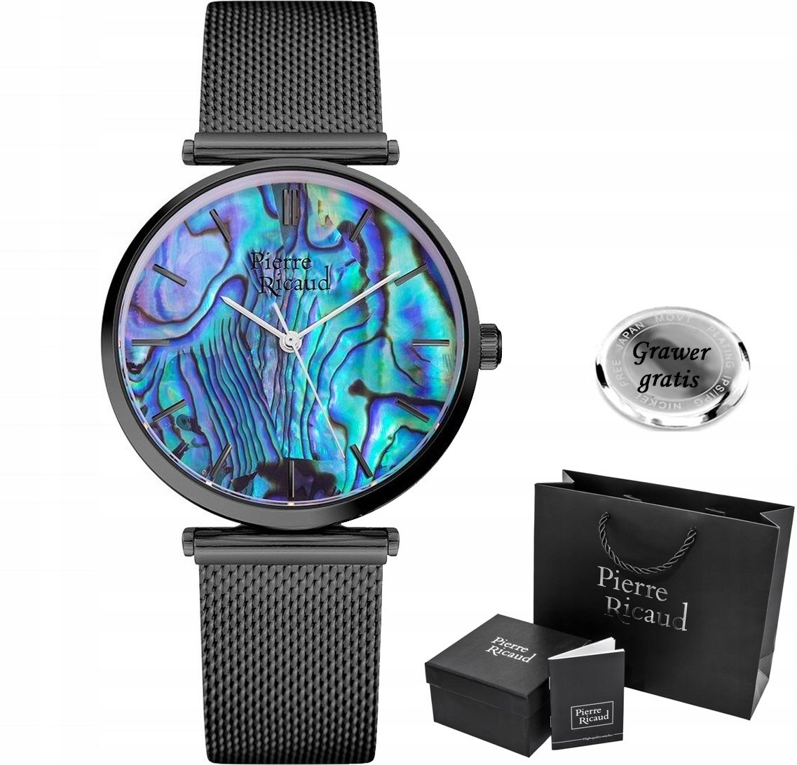 Zegarek Pierre Ricaud Zegarek damski VARIA czarny siatka