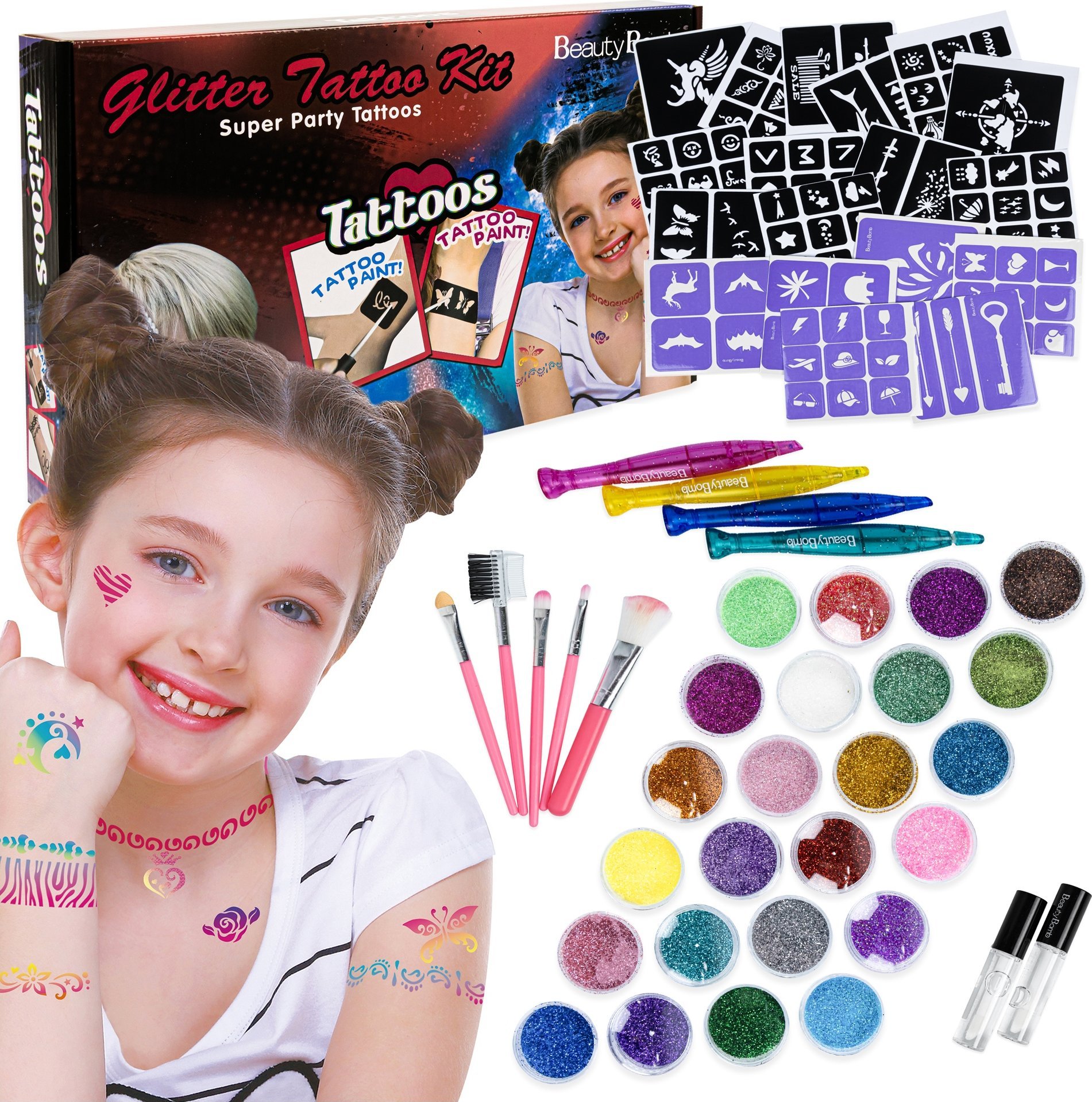 Zestaw Do Tatuaży Brokatowych Diy Szablony Markery