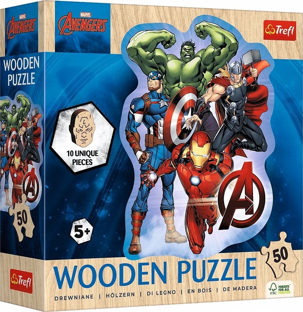 Trefl Puzzle drewniane Marvel Przygody Avengers 50 elementów (20256)