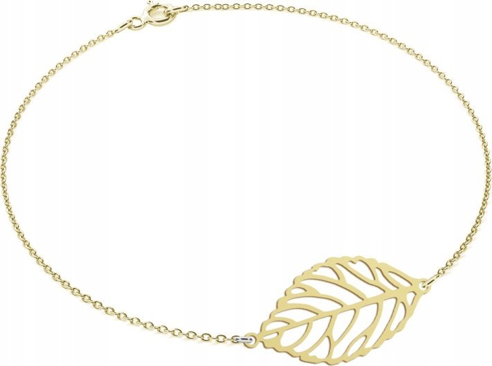 Radziszewska Jewellery Bransoletka Pozłacana z Liściem 925 Listek Prezent DEDYKACJA GRATIS