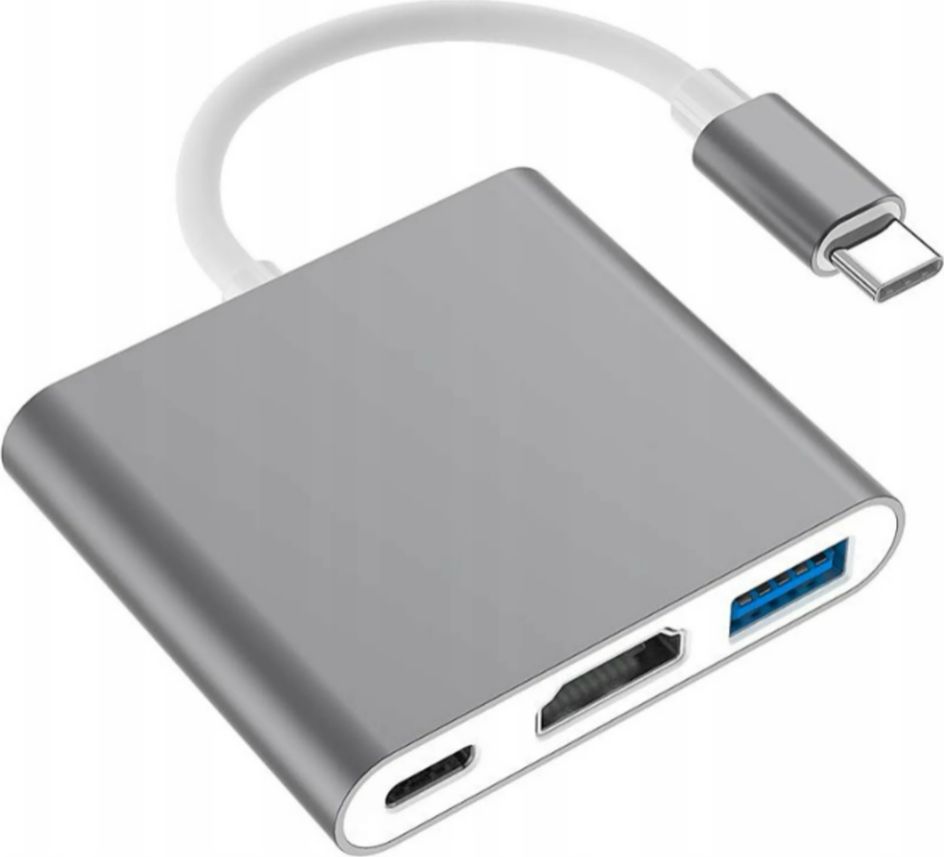 Stacja/replikator Co2 3w1 USB-C - HDMI + USB-C + USB Srebrny