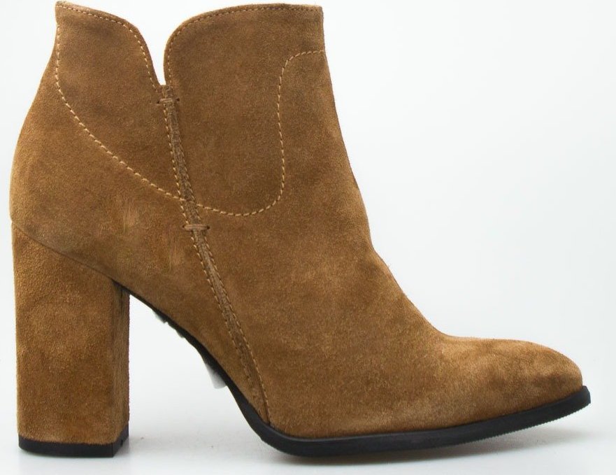 Estetino Botki skórzane na słupku brązowe Sempre-36