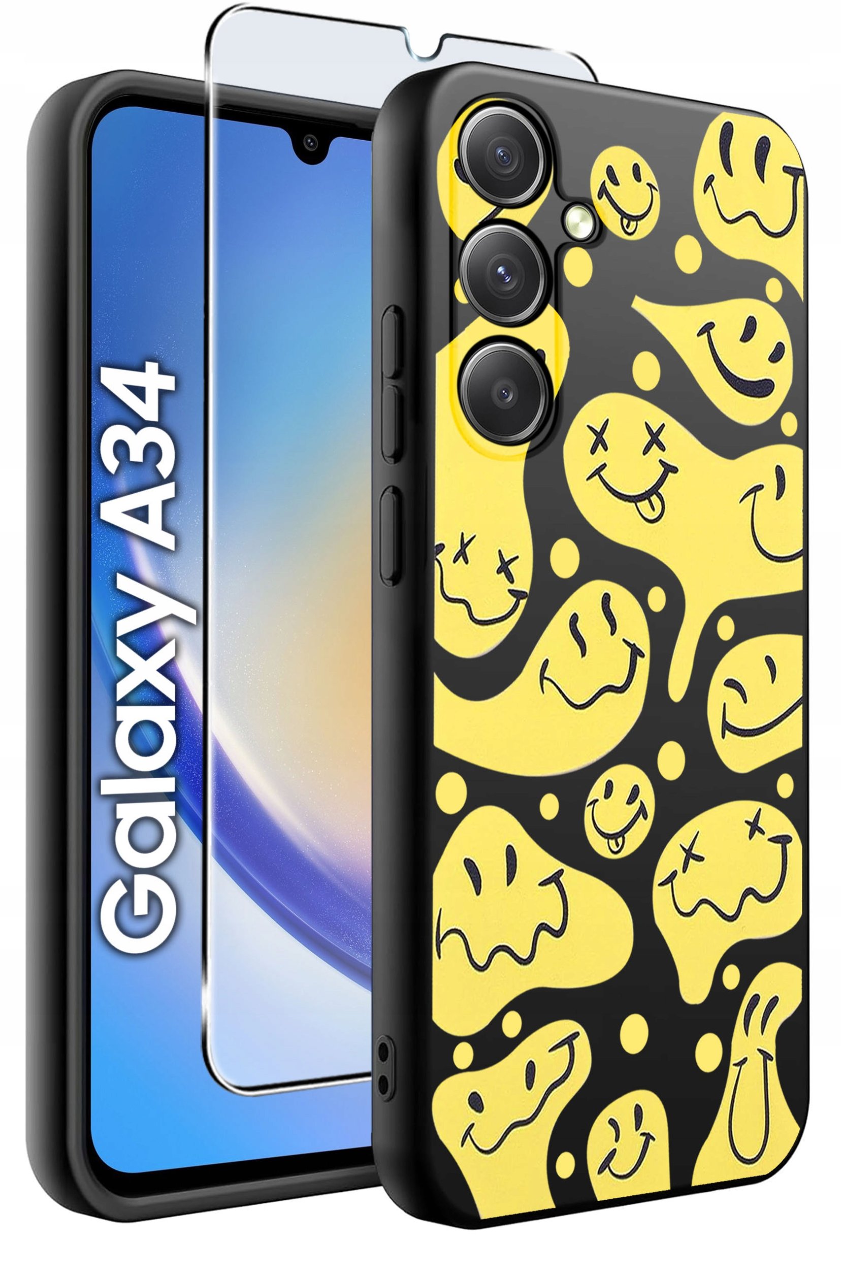 ETUI do Samsung A34 5G WZORY | SILIKONOWE MATT CASE + SZKŁO 9H