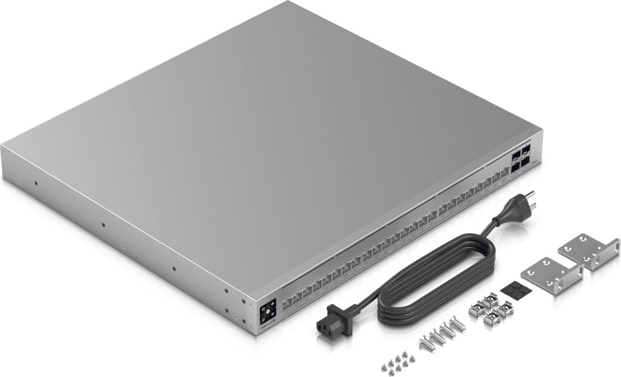 UBIQUITI PRO HD 24 POE PROFESSIONAL-GRADE, LAYER 3 ETHERLIGHTING? SWITCH WITH (2) 10 GBE POE++, (22) 2.5 GBE POE++, AND (4) 10G SFP+ PORTS. 600W TOTAL