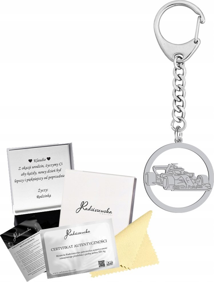Radziszewska Jewellery Brelok Srebrny 925 Bolid Formuła 1 Ferrari Prezent GRAWER DEDYKACJA GRATIS