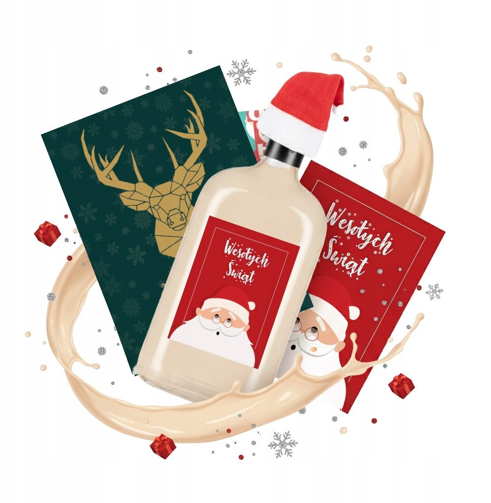 5x Butelka KLASYK 500ml ŚWIĄTECZNA ETYKIETA CZAPKA MIKOŁAJA Na Święta 0,5l