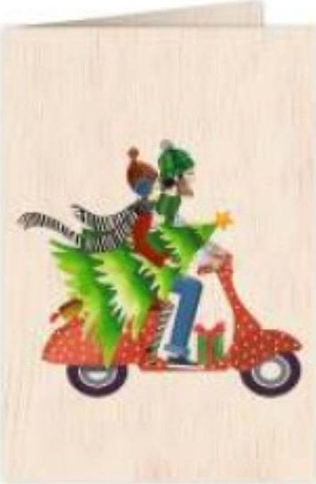 Cozywood Karnet drewniany C6 + koperta Święta Skuter