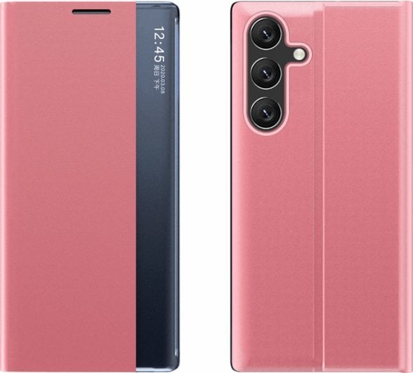 New Sleep Case etui do Samsung Galaxy S25+ pokrowiec z klapką i podstawką - różowe
