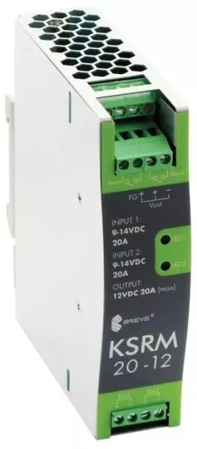 Moduł reduntancyjny KSRM 12VDC 20A W na szynę DIN, Uzas: 9-14VDCVAC, Ta80, 17000-1810