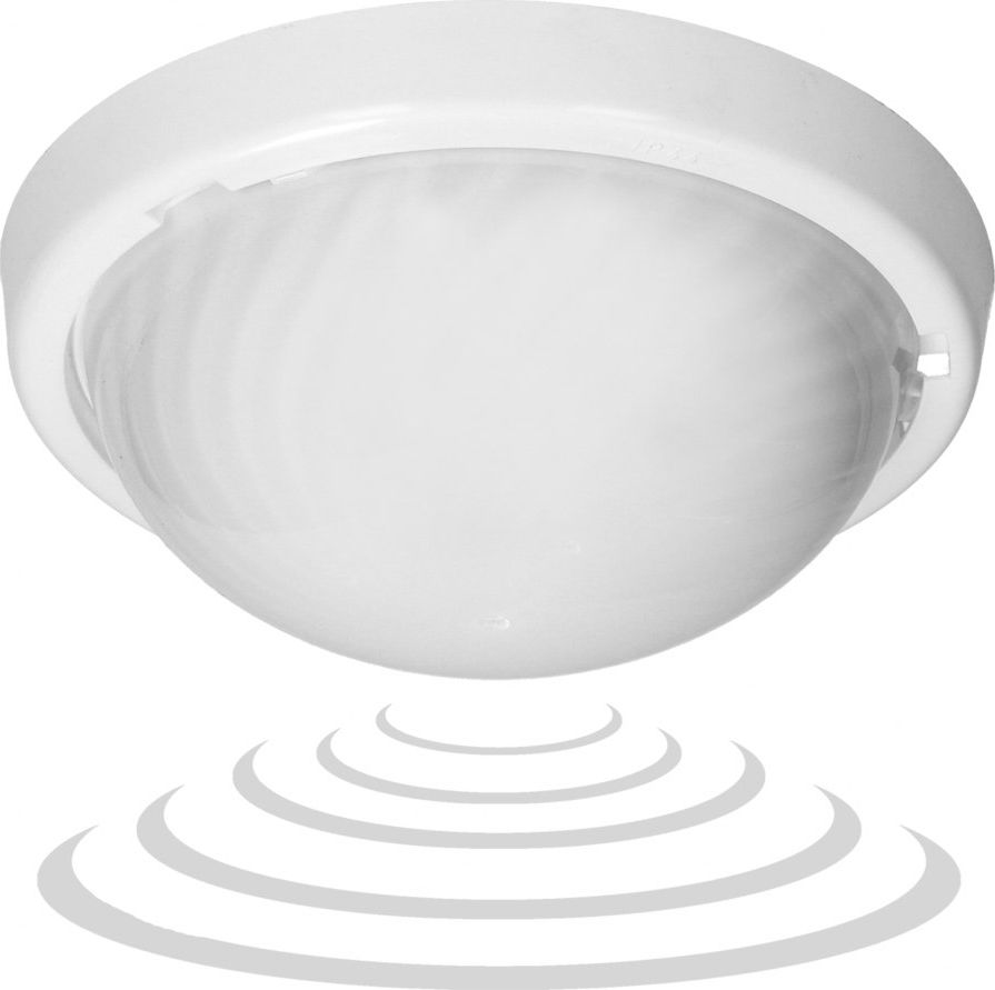 Orno 7070T/MAT-ALFA/MS/PL, oprawa oświetleniowa z mikrofalowym czujnikiem ruchu, 75W, E27, IP44, IK10, poliwęglan mleczny