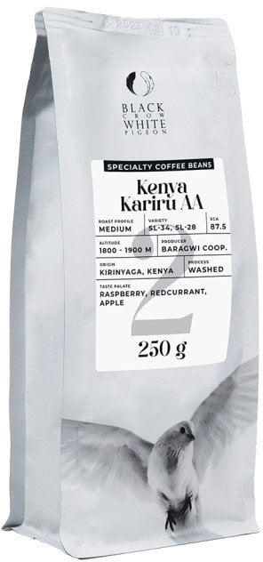 Specialty coffee beans Black Crow White Pigeon Kenya Kariru AA, 250 g
