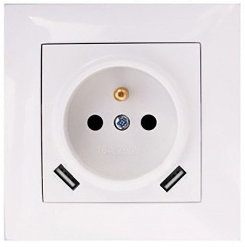 Gniazdo pojedyncze z uziemieniem z USB VCX LC 13A Biały