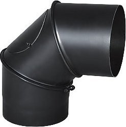 Krzys-Pol Kolano czarne nastawne 90 stopni z wyczystką DN 200, przyłącze do kotłów na paliwa stałe