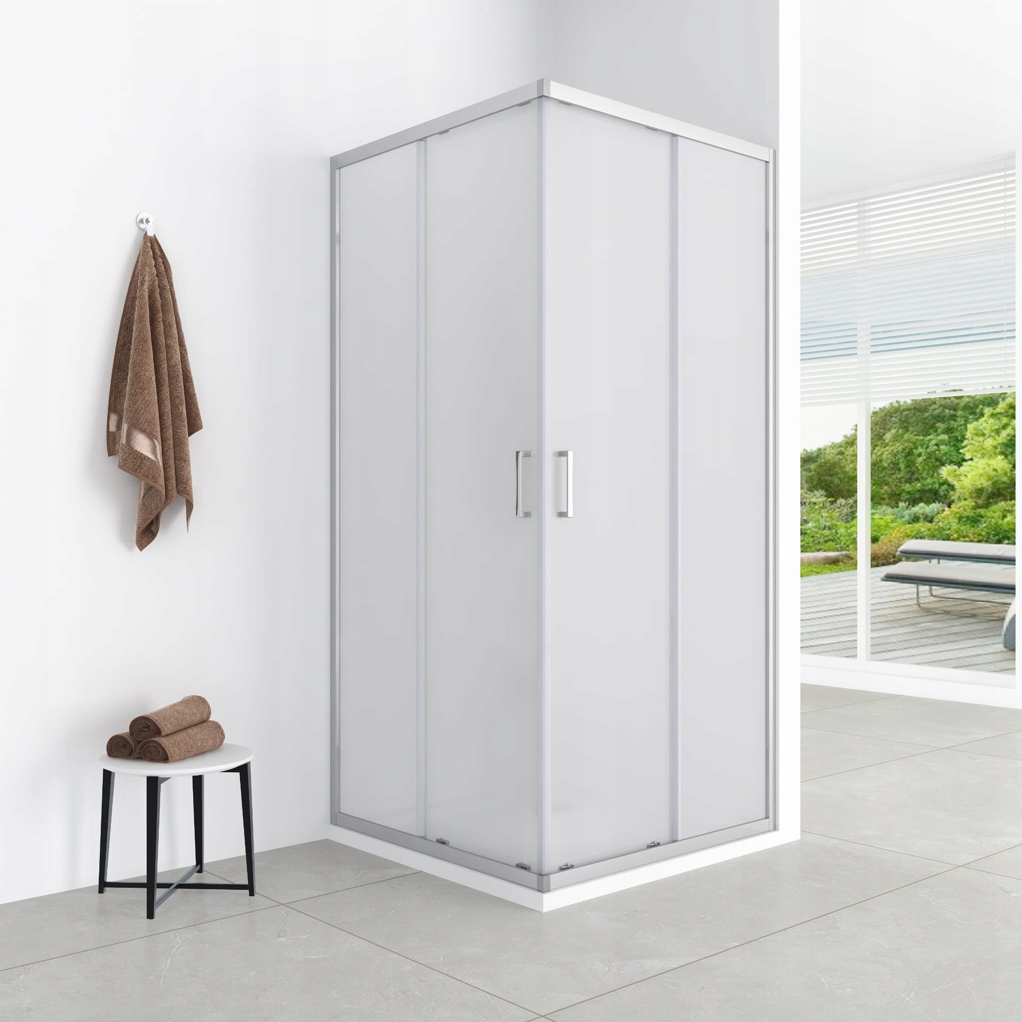 AQ.101-501110 / AQUAFORM / AZUL / KABINA KWADRATOWA 80/185 CHROM, SZKŁO MROŻONE FABRIC 5MM EASY CLEAN /