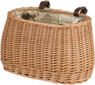 WickerPL akcesoria rowerowe KOSZ NA ROWER z paskami skórzanymi i OBSZYCIEM 35x17 H19 CM