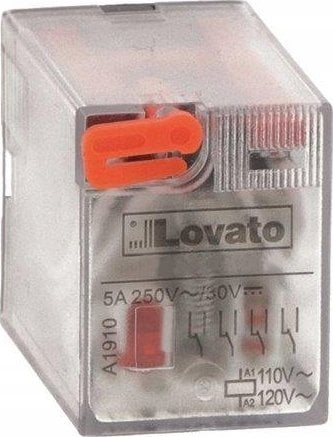Lovato Electric Przekaźnik przemysłowy ze wskaźnikiem LED i przyciskiem mechanicznym, sterowanie 24VDC, 4C/O, 5A, do gniazd HR6XS4..