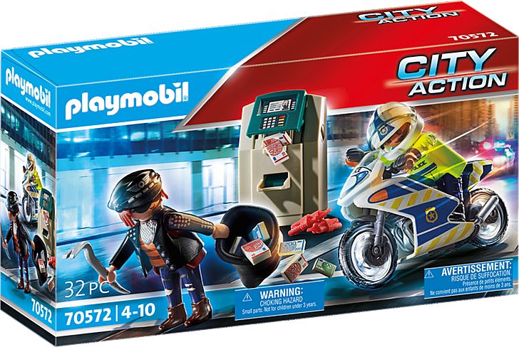 Playmobil Policyjny motor: Pościg za przestępcą (70572)