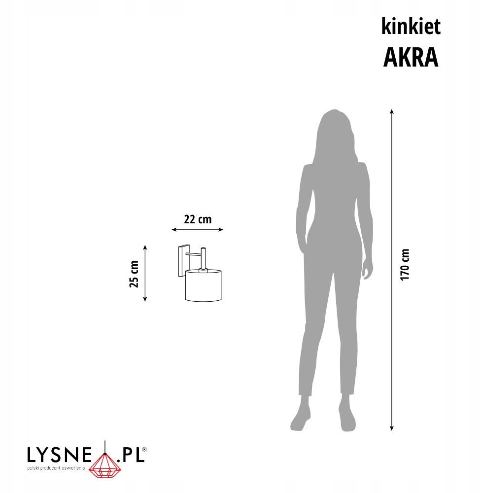 Nowoczesny kinkiet do salonu z abażurem AKRA GOLD lampa ścienna LED