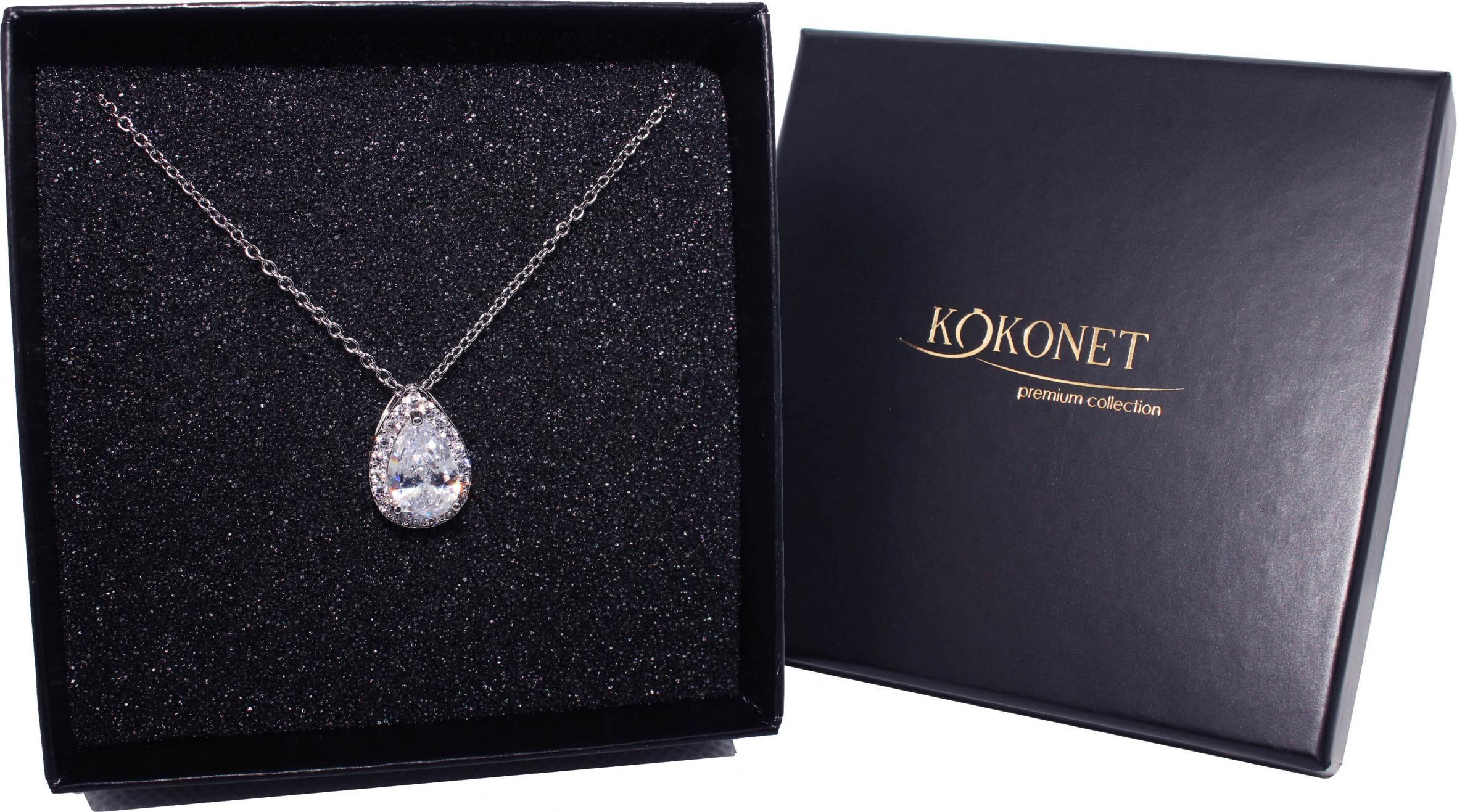 KOKONET NASZYJNIK ŁEZKA srebrna PIĘKNA delikatna DROBNA