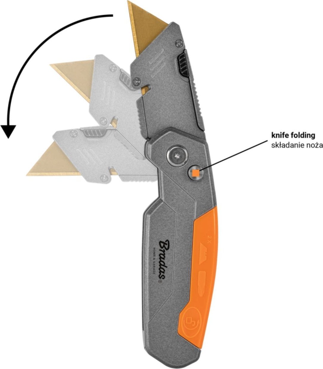 NÓŻ SKŁADANY DIY-KN190202/B Z OSTRZEM TRAPEZOWYM BRADAS