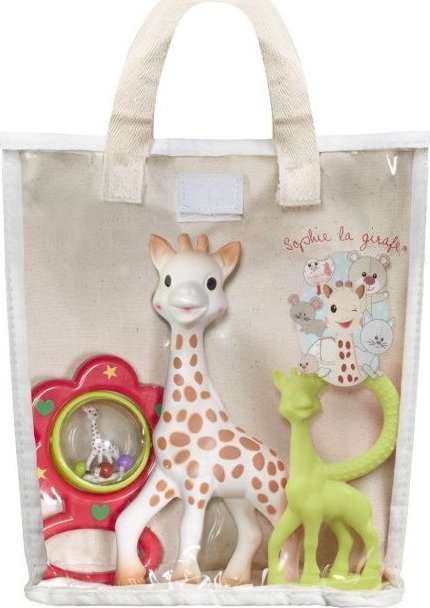 sophielagirafe ZESTAW ŻYRAFA SOPHIE W BAWEŁNIANEJ TORBIE