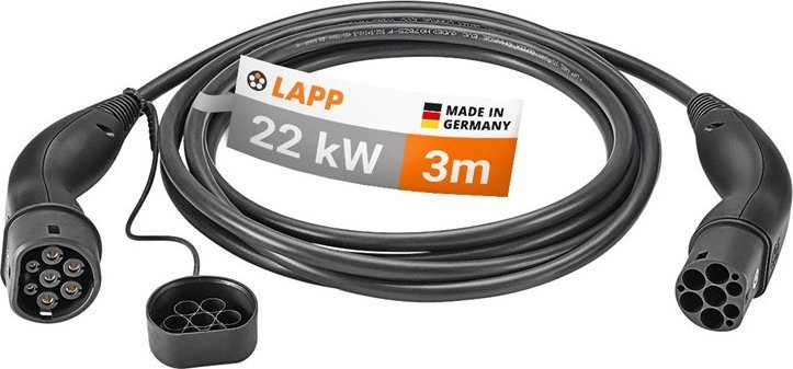 Kabel do ładowania samochodów LAPP Typu 2, do 22 kW, 3 m, czarny (5555934041)