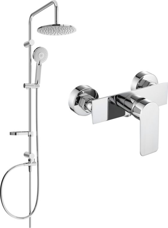 Zestaw prysznicowy Mexen Mexen Carl zestaw prysznicowy natynkowy z deszczownicą i baterią prysznicową Alfa, chrom - 745740240-00