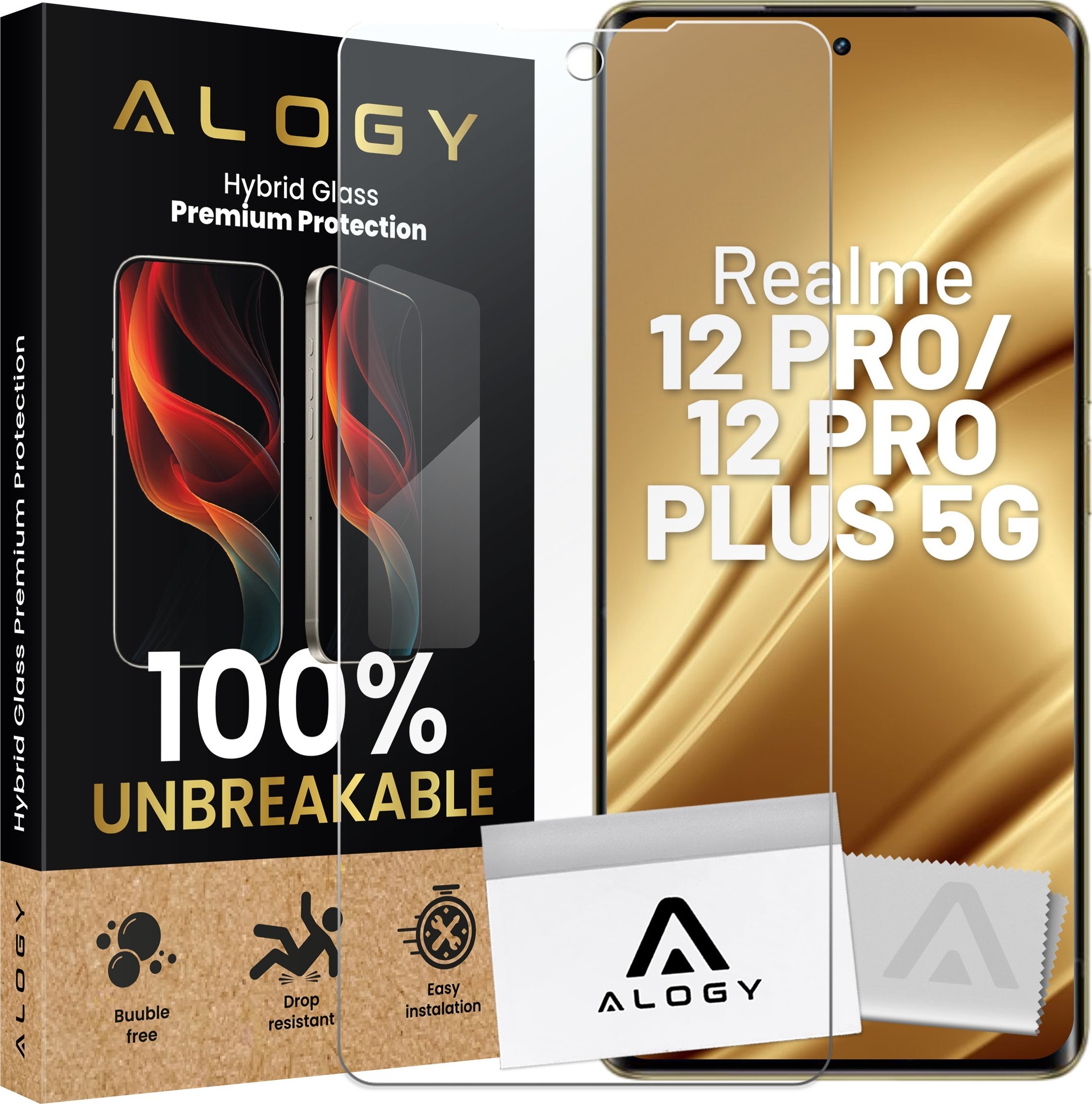 Alogy Szkło hybrydowe do Realme 12 PRO / Realme 12 PRO+ PLUS 5G na ekran Flexi Glass 9H Case Friendly płaskie na ekran
