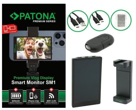 PATONA 4199 monitor do aparatu 10,1 cm (3.97") Czarny 480 x 800 px Ekran dotykowy