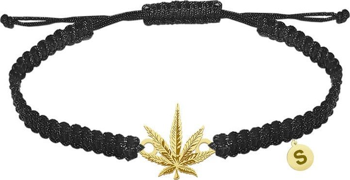 MEJK Jewellery Pozłacana Bransoletka Liść Konopii Marihuana