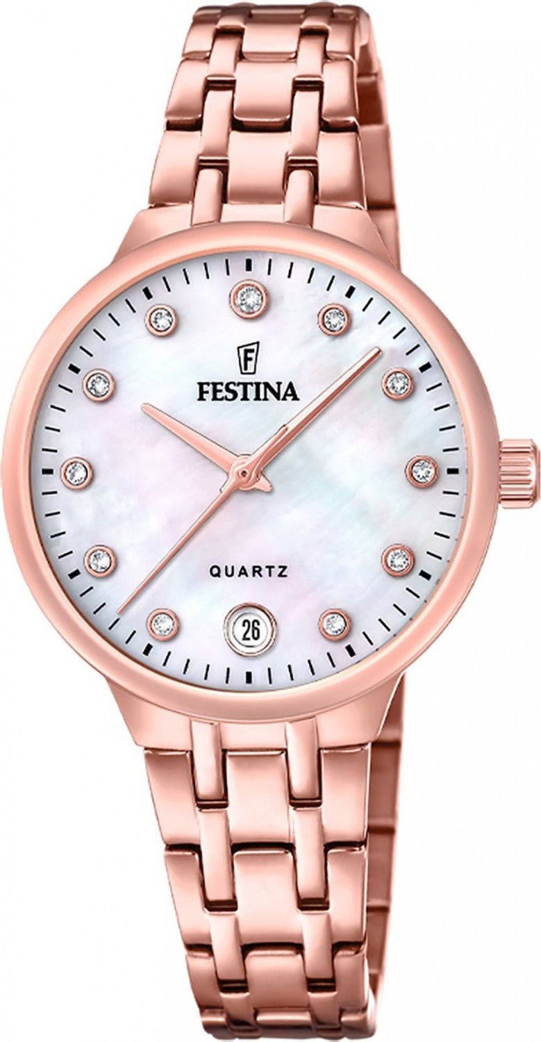 Zegarek damski Festina F20722-1 CYRKONIE różowe złoto