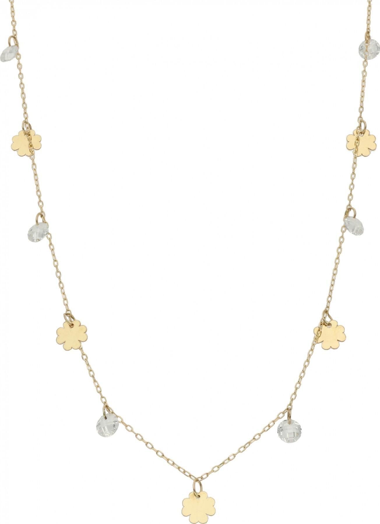 Rosanto Złoty naszyjnik z koniczyną i cyrkoniami 45 cm 585 14k