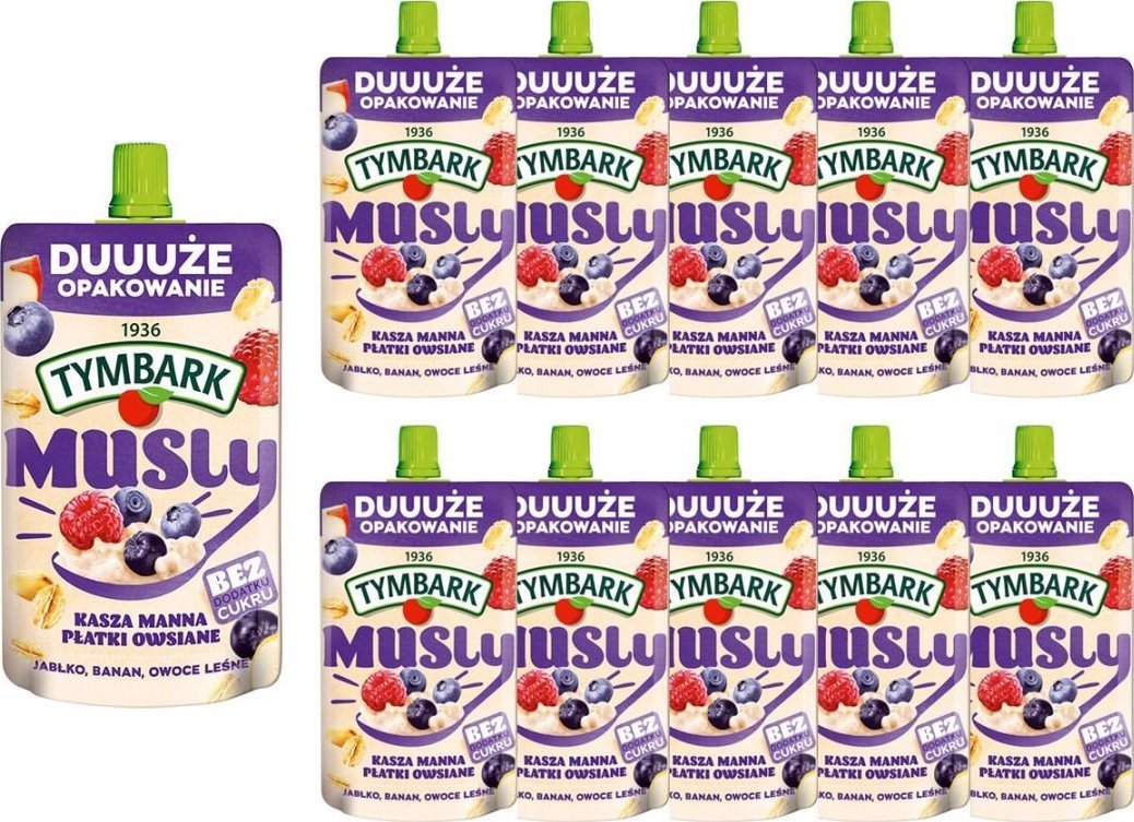 Tymbark Tymbark Musly Mus kasza manna owoce leśne 170 g x 10 sztuk