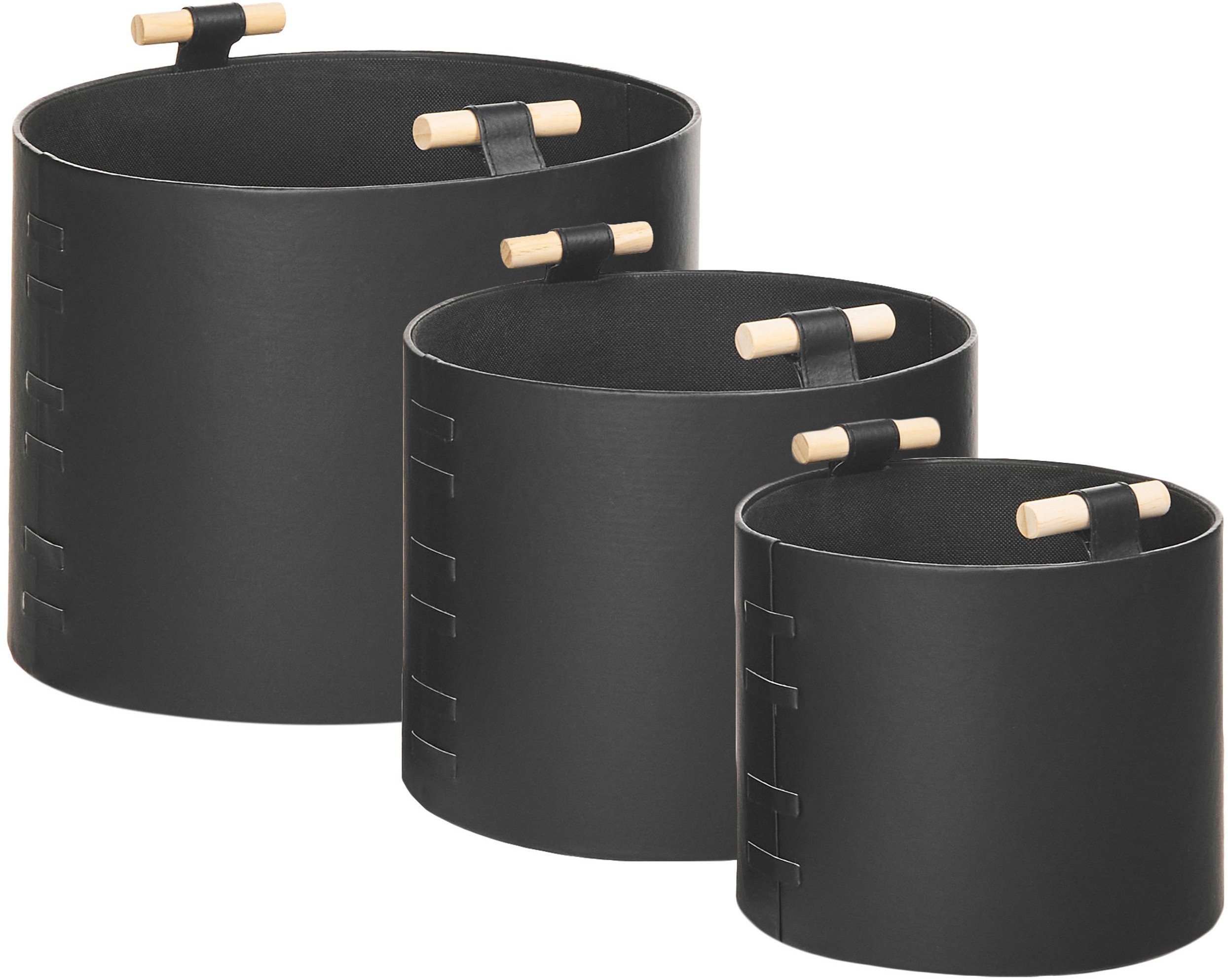 Kosz na pranie Beliani Zestaw 3 koszy Czarny