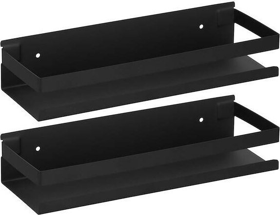 Springos Półki łazienkowe pod prysznic 2 szt. 30x10 cm ze stali nierdzewnej czarne UNIWERSALNY