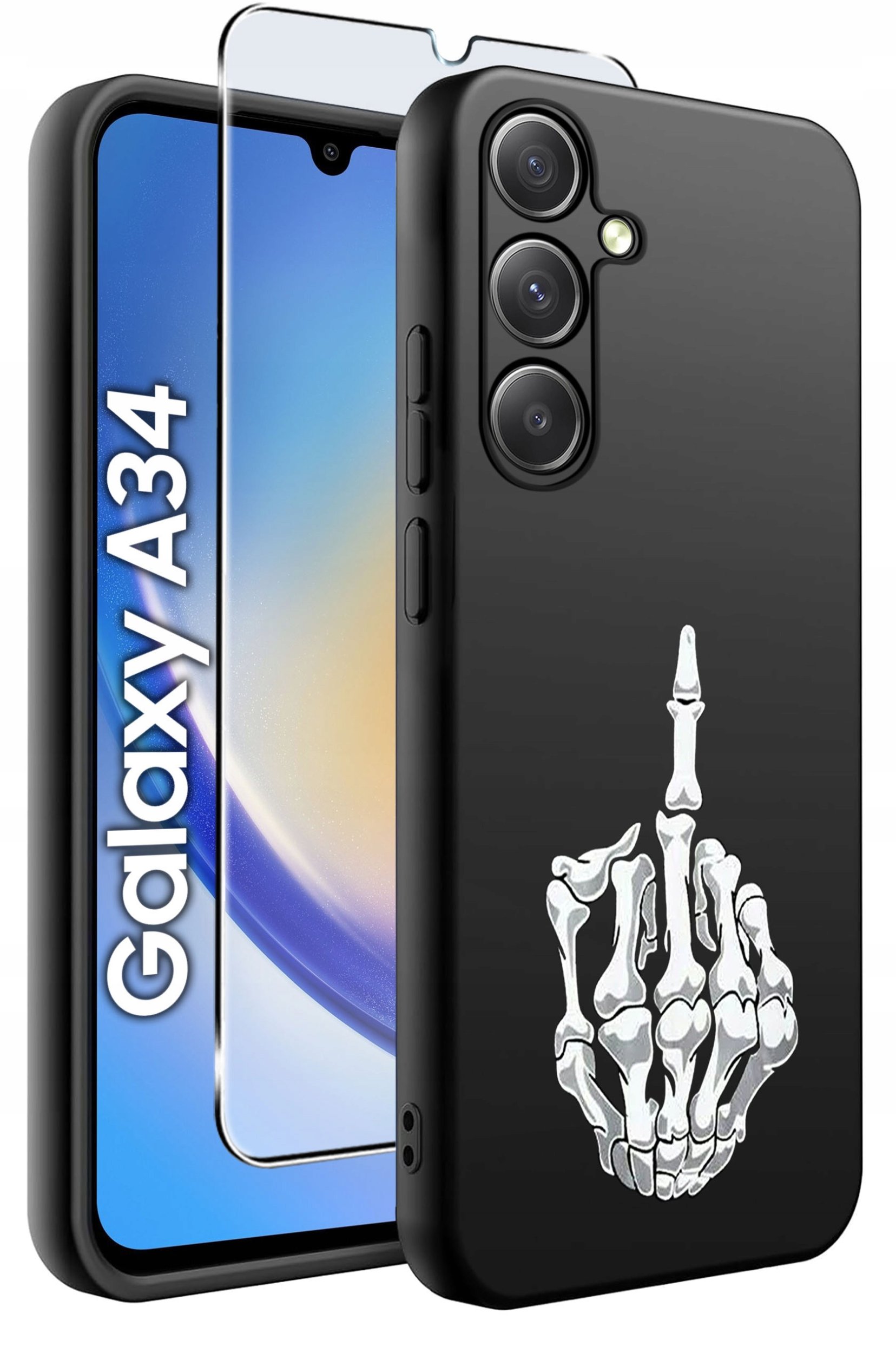 ETUI do Samsung A34 5G WZORY | SILIKONOWE MATT CASE + SZKŁO 9H