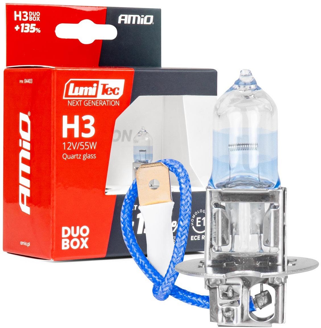 Żarówki halogenowe h3 12v 55w lumitec next generation +135% duo amio-04403