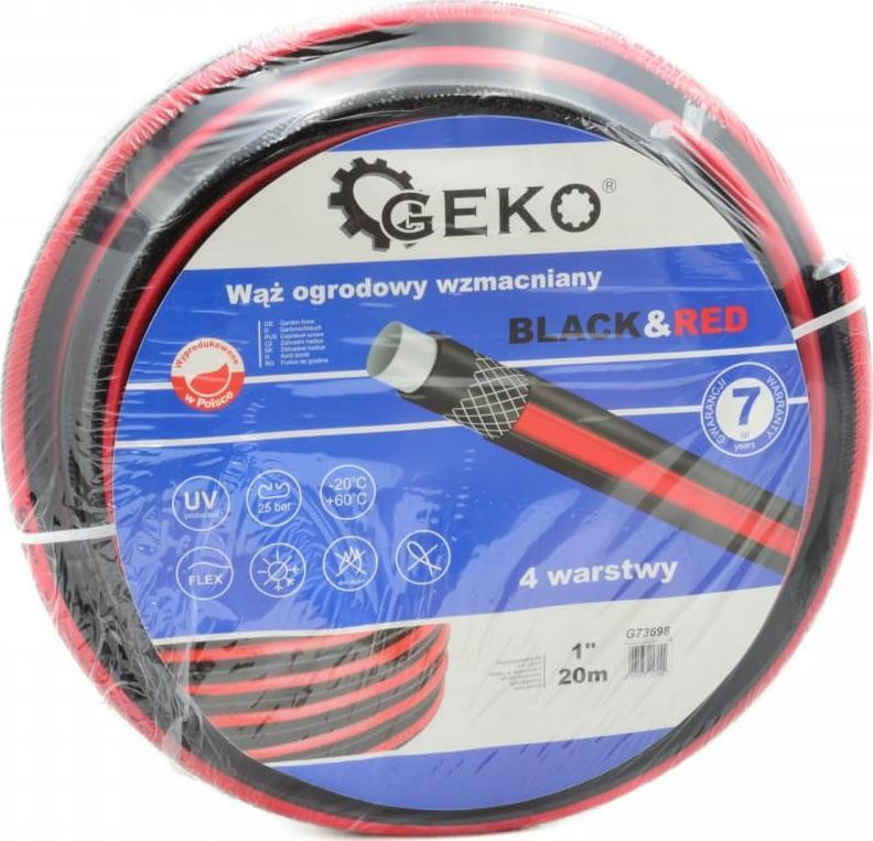 Geko WĄŻ OGRODOWY WZMACNIANY BLACK&RED 1" 30M (1) G73699 GEKO